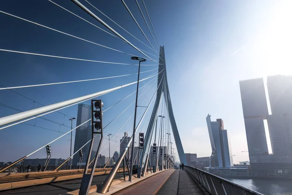 Rotterdam Netherlands October 2021 Erasmus Bridge Maas Meuse River Rotterdam — Zdjęcie stockowe