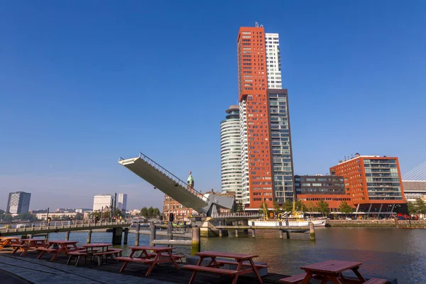 Rotterdam Oct 2021 Rijnhaven Bridge Regionally Known Hoerenloper Pedestrian Bicycle — Stock Photo, Image