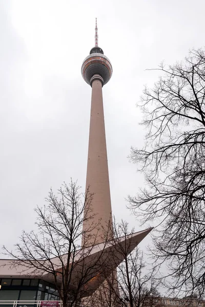 Berlin Allemagne Décembre 2021 Berlin Television Tower Berliner Fernsehturm Nuit — Photo