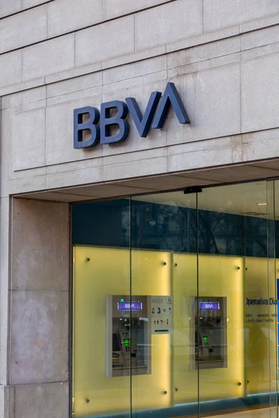 Βαρκελώνη Ισπανία Φεβρουαρίου 2022 Υπογραφή Και Είσοδος Τράπεζας Bbva Passeig — Φωτογραφία Αρχείου