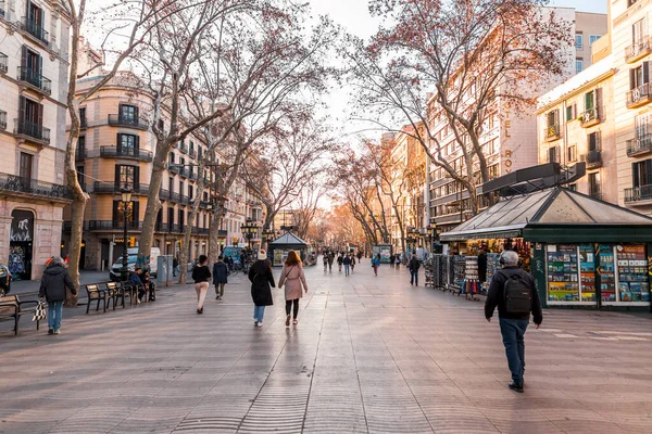 Barcelona Spain February 2022 People Walking Rambla Street One Most — ストック写真