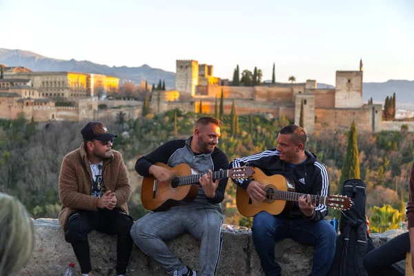 Granada Spanien Februar 2022 Gruppe Von Zigeunermusikern Die Flamenco Kunst — Stockfoto