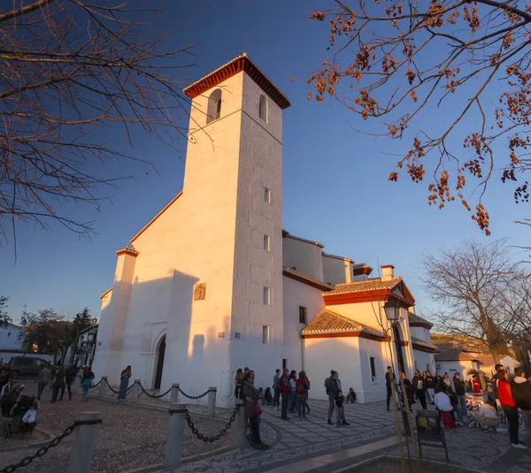 Granada Spagna Febbraio 2022 Chiesa San Nicolas Piazza Mirador Del — Foto Stock