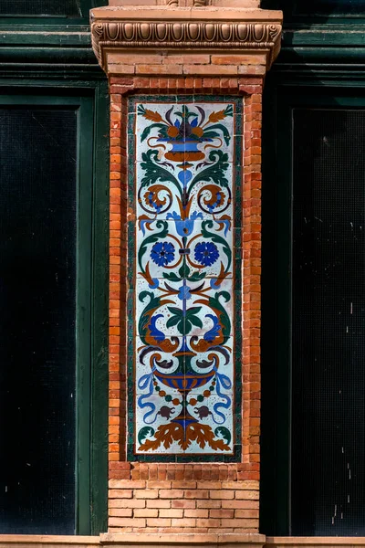 Ceramic Tile Detail Velazquez Palace Exhibition Hall Located Buen Retiro — Stok fotoğraf