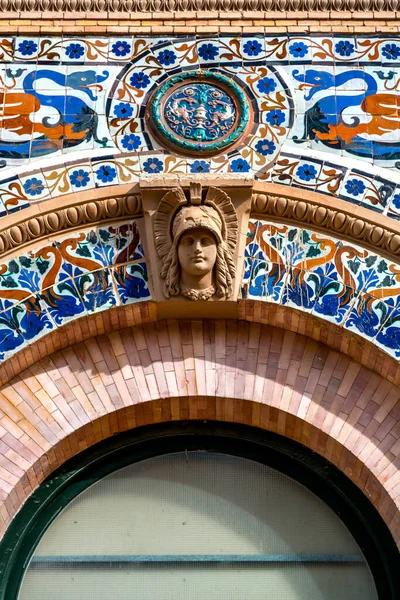 Ceramic Tile Detail Velazquez Palace Exhibition Hall Located Buen Retiro — Foto Stock