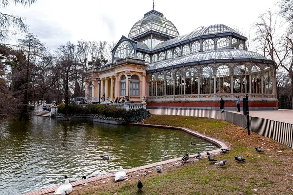 Madrid Spain Feb 2022 Palacio Cristal Glass Palace Conservatory Located — Stockfoto