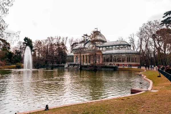 Madrid Spain Feb 2022 Palacio Cristal Glass Palace Conservatory Located — Foto Stock