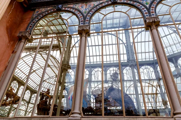 Madrid Spain Feb 2022 Palacio Cristal Glass Palace Conservatory Located — Foto de Stock