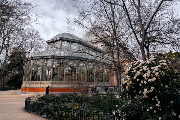 Madrid Spain Feb 2022 Palacio Cristal Glass Palace Conservatory Located —  Fotos de Stock