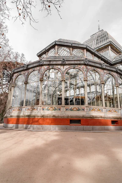 Madrid Spain Feb 2022 Palacio Cristal Glass Palace Conservatory Located — Foto de Stock
