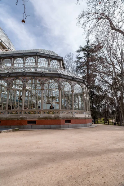 Madrid Spain Feb 2022 Palacio Cristal Glass Palace Conservatory Located — Stockfoto