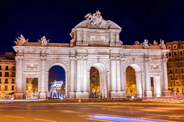 Puerta Alcala Jest Bramą Neoklasyczną Plaza Independencia Madrycie Hiszpania — Zdjęcie stockowe