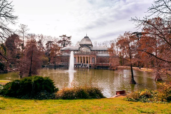 Madrid Spain Feb 2022 Palacio Cristal Glass Palace Conservatory Located —  Fotos de Stock