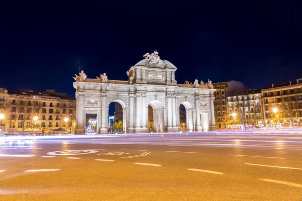 Madrid Spain Feb 2022 Puerta Alcala Neo Classical Gate Plaza — Stockfoto