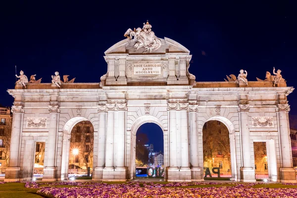 Madrid Spain Feb 2022 Puerta Alcala Neo Classical Gate Plaza — Stok fotoğraf
