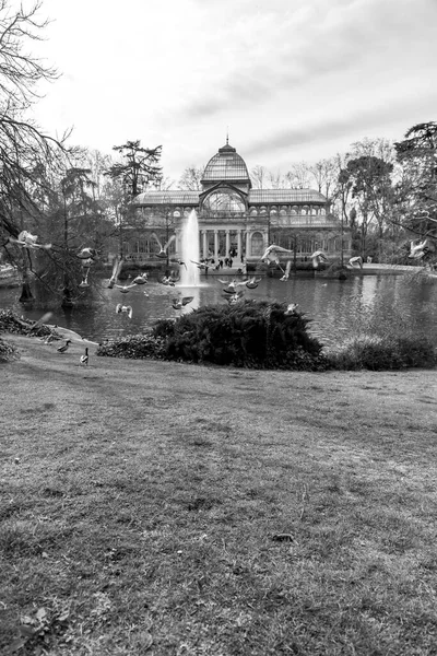 Palacio Cristal Glass Palace Conservatory Located Madrid Buen Retiro Park — Foto Stock