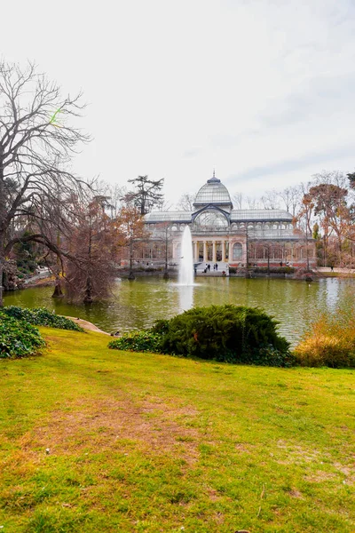Palacio Cristal Glass Palace Conservatory Located Madrid Buen Retiro Park — Fotografia de Stock