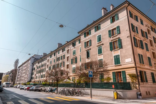 Ginevra Svizzera Mar 2022 Architettura Generica Vista Sulla Strada Ginevra — Foto Stock