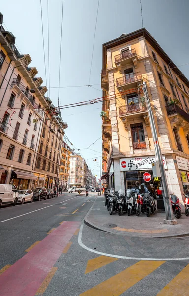 Genf Schweiz März 2022 Generische Architektur Und Strassenansicht Aus Genf — Stockfoto