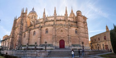 Salamanca, Spain - FEB 20, 2022: The New Cathedral, Catedral Nueva is one of the two cathedrals of Salamanca. Constructed between 16th and 18th centuries in Gothic and Baroque styles clipart