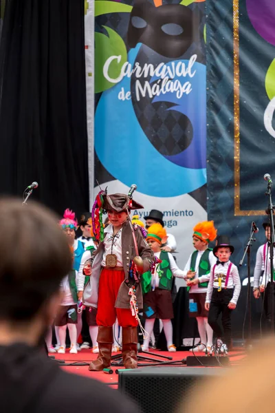 Malaga Španělsko Feb 2022 Kids Public Show Malaga Carnival Costuumes — Stock fotografie