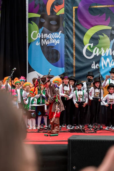 Malaga Spain Feb 2022 Kids Public Show Malaga Carnival Costume — 스톡 사진