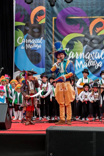 Malaga Spain Feb 2022 Kids Public Show Malaga Carnival Costumes — Stock Photo, Image