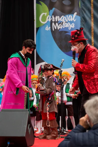 Málaga España Feb 2022 Niños Espectáculo Público Carnaval Málaga Con —  Fotos de Stock