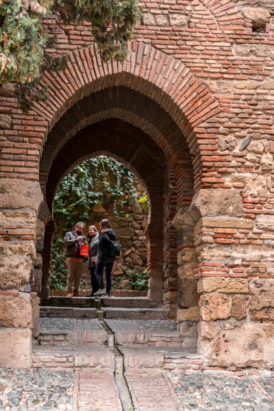 Malaga Španělsko Feb 2022 Architektonický Detail Alcazaby Palácové Opevnění Malaze — Stock fotografie