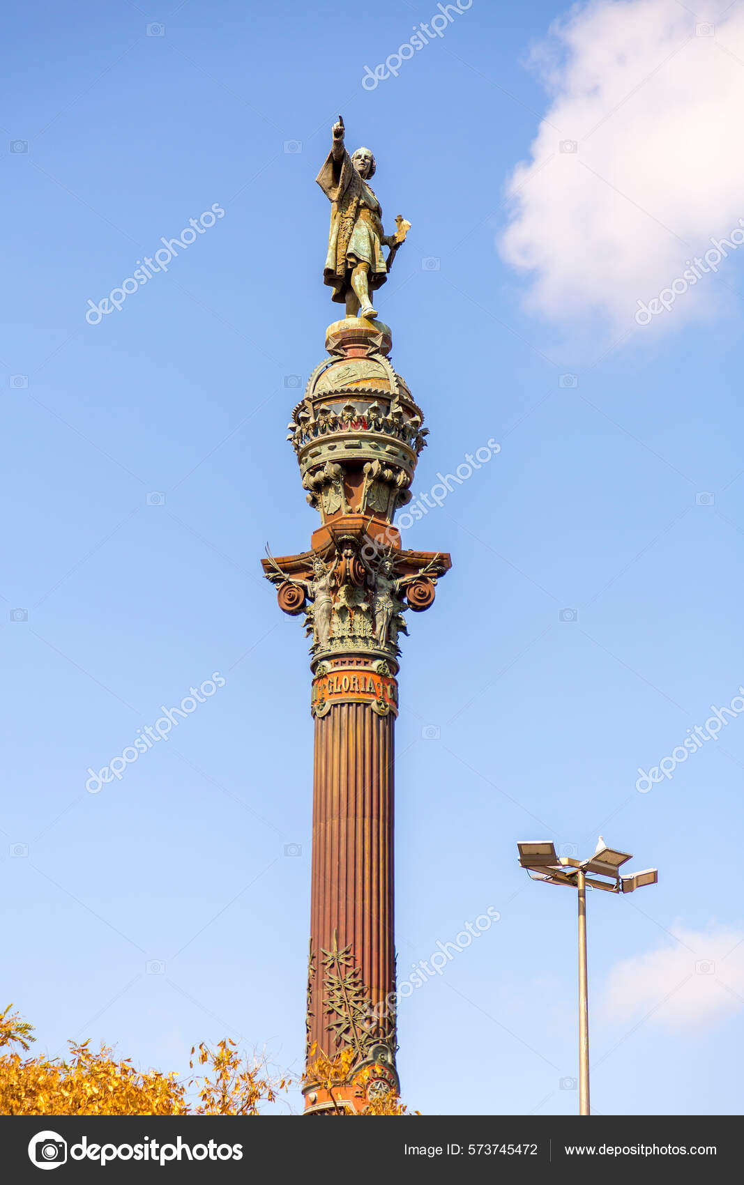 Барселона Испания Feb 2022 Columbus Monument Monument Colom.