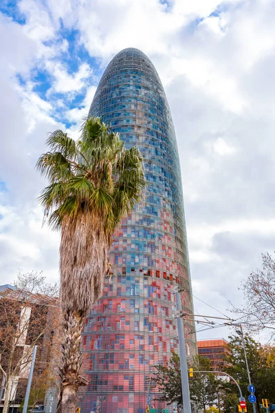 Barcelona Španělsko Února 2022 Věž Agbar Výškou 144 Metrů Byla — Stock fotografie
