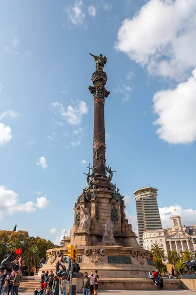 Barcelona Spanyolország Feb 2022 Kolumbusz Emlékmű Colom Emlékmű Katalánul Monumento — Stock Fotó