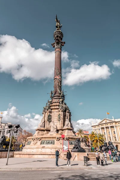 Barcelona Spanyolország Feb 2022 Kolumbusz Emlékmű Colom Emlékmű Katalánul Monumento — Stock Fotó