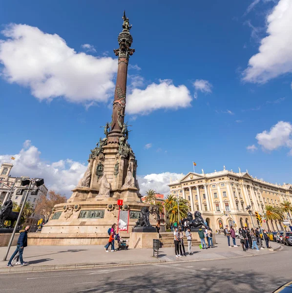 Barcelona Spanyolország Feb 2022 Kolumbusz Emlékmű Colom Emlékmű Katalánul Monumento — Stock Fotó