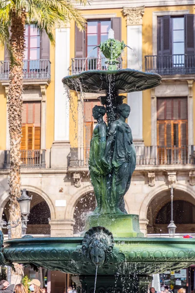 Placa Reial Auf Katalanisch Plaza Real Auf Spanisch Königsplatz Ist — Stockfoto