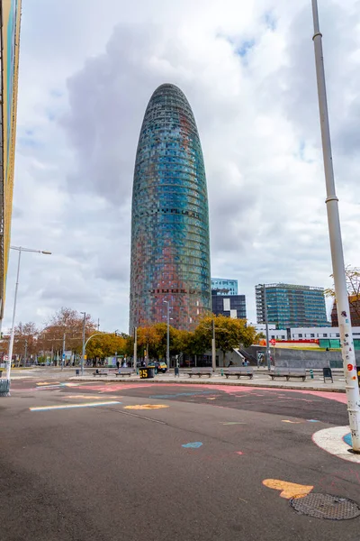 Barcelona Spanje Februari 2022 Agbar Tower Met Een Hoogte Van — Stockfoto