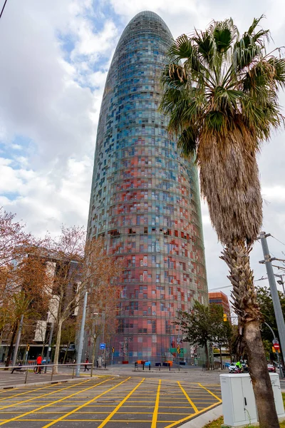 Barcelona Spanje Februari 2022 Agbar Tower Met Een Hoogte Van — Stockfoto