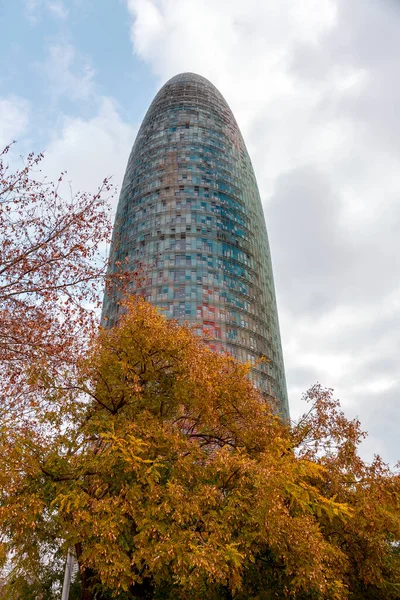 Barcelona Spain February 2022 Agbar Tower Height 144 Meters Designed — Stock Photo, Image