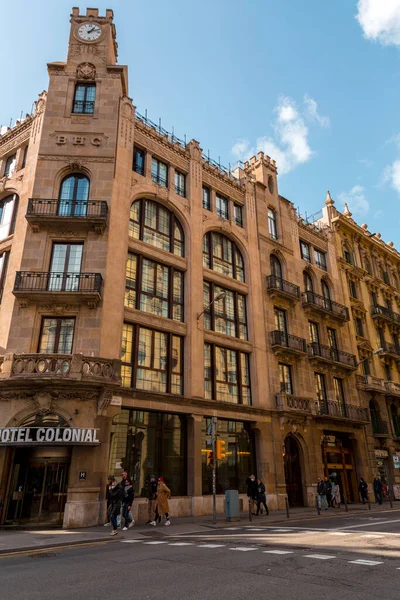 스페인 바르셀로나 Feb 2022 Generic Architecture Street View Barcelona Catalonia — 스톡 사진