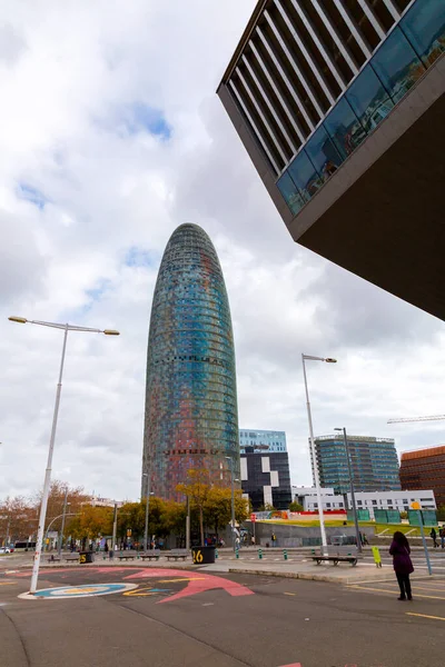 Barcelona Espanha Fevereiro 2022 Torre Agbar Com Uma Altura 144 — Fotografia de Stock