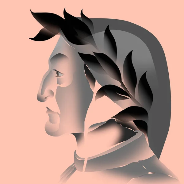 Stylized Profile Portrait Illustration Dante Alighieri Legendary Italian Poet — Stock Photo, Image