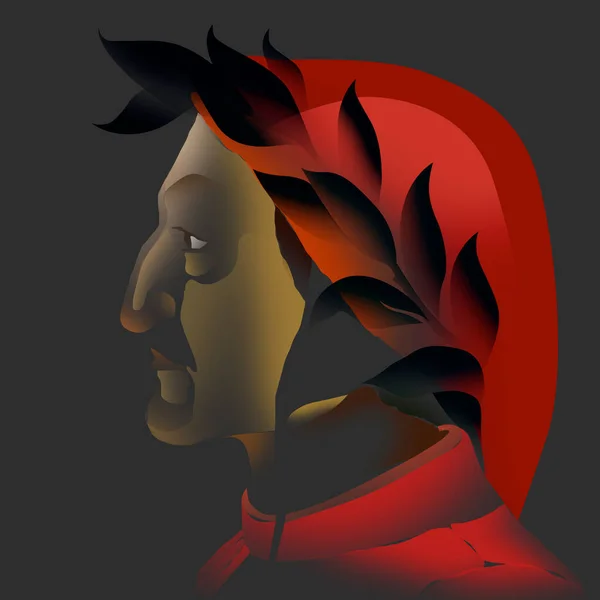 Stylized Profile Portrait Illustration Dante Alighieri Legendary Italian Poet — Stock Photo, Image