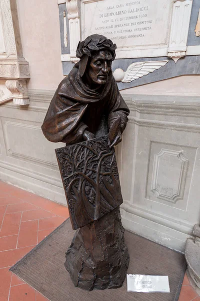Florencia Italia Abril 2022 Escultura Bronce Dante Alighieri Legendario Poeta —  Fotos de Stock