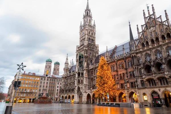 Múnich Alemania Dic 2021 Edificios Alrededor Marienplatz Una Las Plazas — Foto de Stock