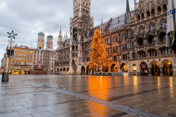 Múnich Alemania Dic 2021 Edificios Alrededor Marienplatz Una Las Plazas — Foto de Stock