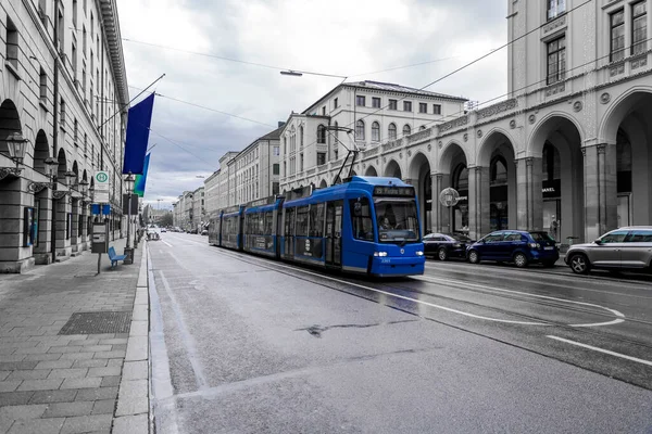 Monachium Niemcy Grudnia 2021 Elektryczny Tramwaj Lekki Monachium Niemcy — Zdjęcie stockowe