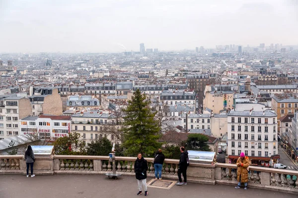 Paris France January 2022 Aerial Panoramic View Paris Hill Montmartre — Stock Photo, Image