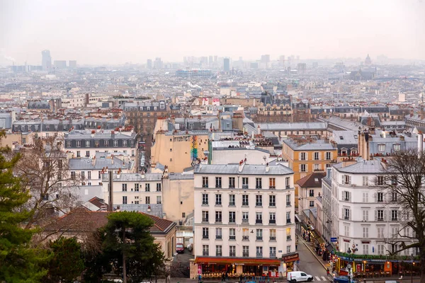 フランス 2022年1月19日 モンマルトル 街の最高点の丘からパリの空中パノラマビュー — ストック写真