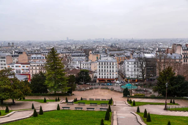 Paris France January 2022 Aerial Panoramic View Paris Hill Montmartre — Stock Photo, Image
