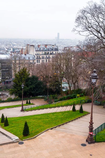 Paryż Francja Stycznia 2022 Panorama Paryża Wzgórza Montmartre Najwyższego Punktu — Zdjęcie stockowe